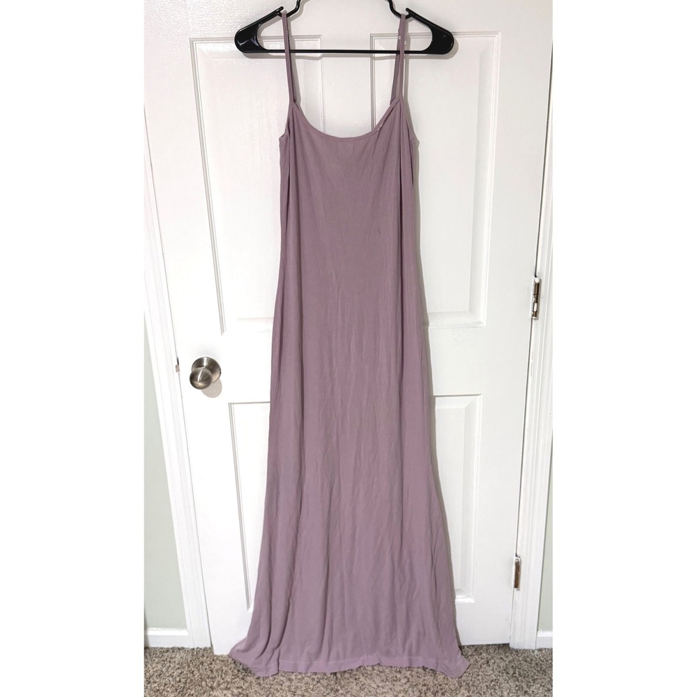 Skims Soft Lounge Long Slip Dress Mauve Purple Ribbed Maxi XL